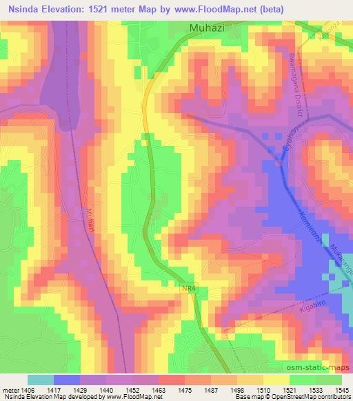 Nsinda,Rwanda Elevation Map