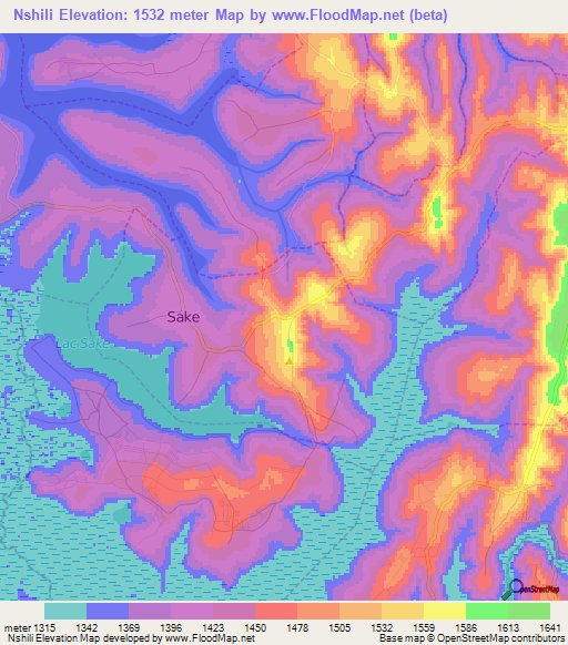 Nshili,Rwanda Elevation Map