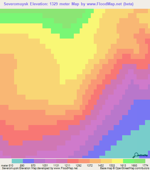 Severomuysk,Russia Elevation Map