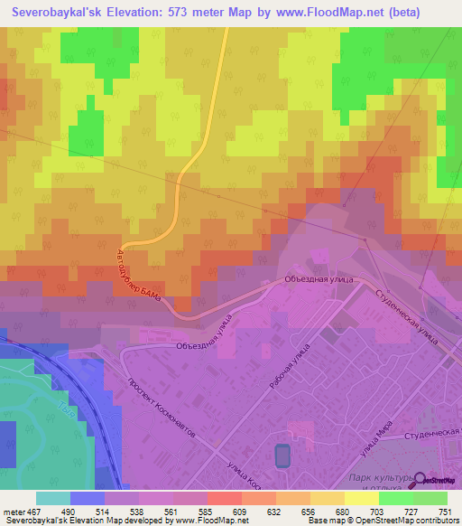 Severobaykal'sk,Russia Elevation Map
