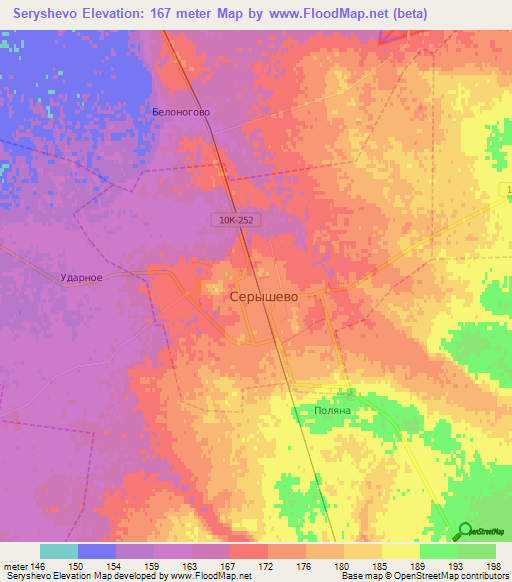 Seryshevo,Russia Elevation Map