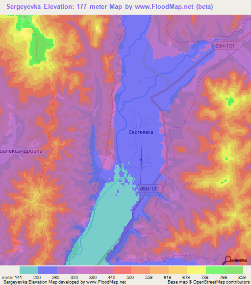 Sergeyevka,Russia Elevation Map