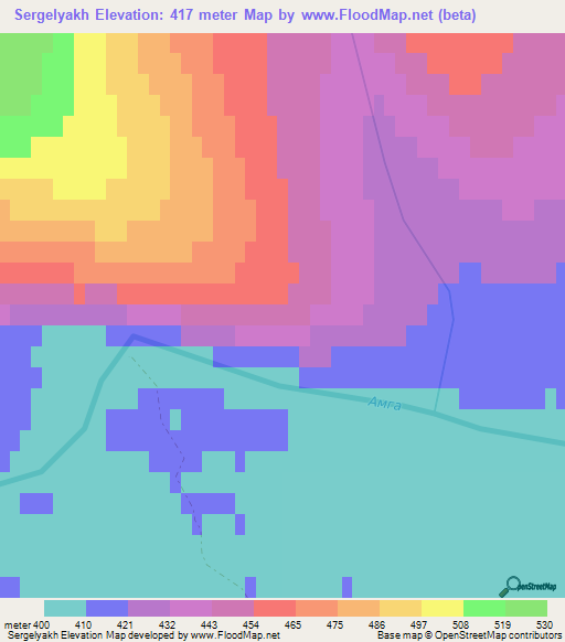 Sergelyakh,Russia Elevation Map