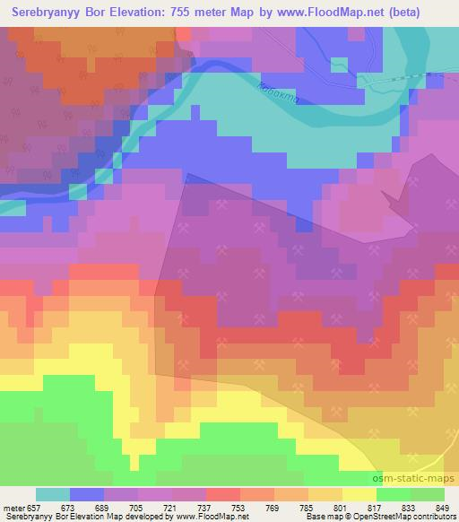 Serebryanyy Bor,Russia Elevation Map