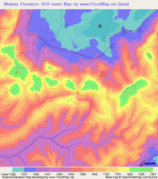 Nkakwa,Rwanda Elevation Map