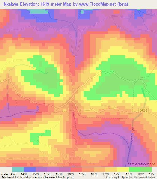 Nkakwa,Rwanda Elevation Map