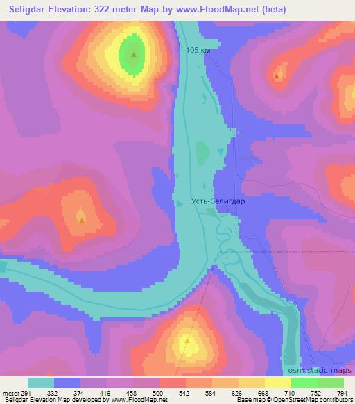 Seligdar,Russia Elevation Map