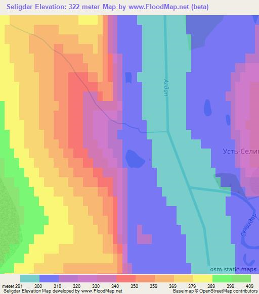 Seligdar,Russia Elevation Map