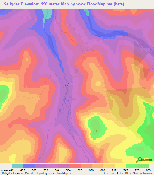 Seligdar,Russia Elevation Map