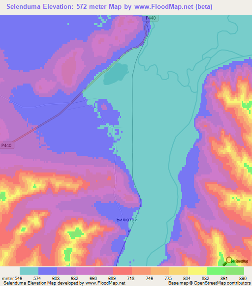 Selenduma,Russia Elevation Map