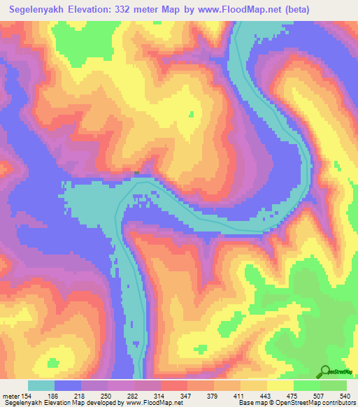 Segelenyakh,Russia Elevation Map