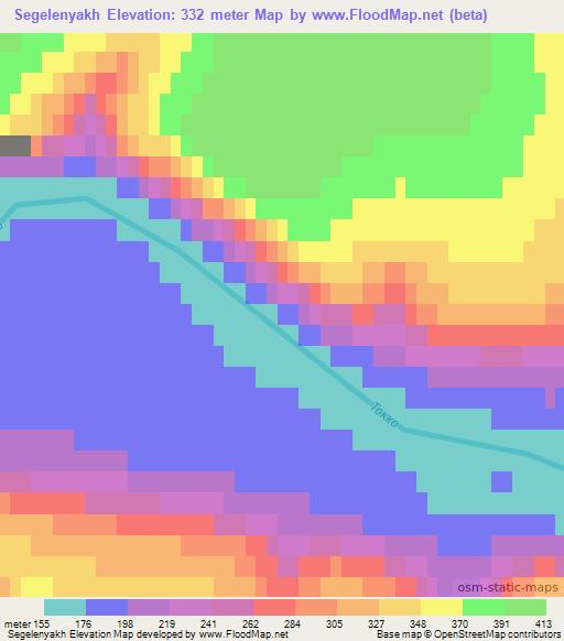 Segelenyakh,Russia Elevation Map