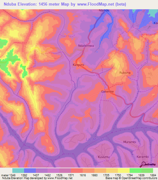 Nduba,Rwanda Elevation Map