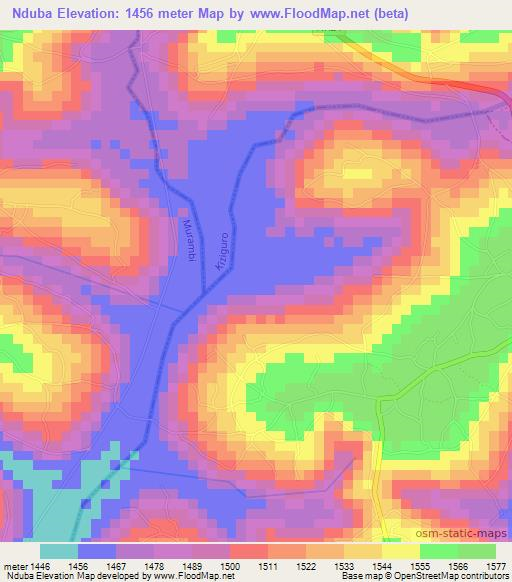 Nduba,Rwanda Elevation Map