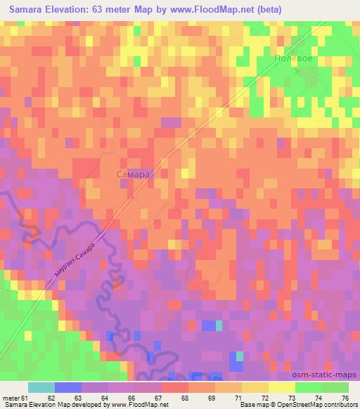 Samara,Russia Elevation Map