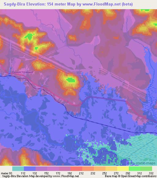 Sagdy-Bira,Russia Elevation Map