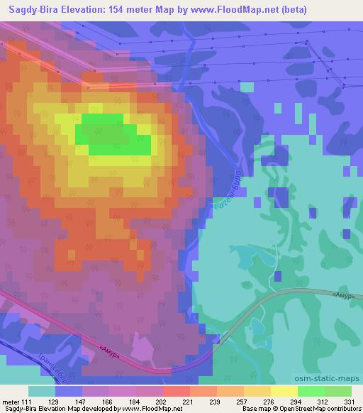 Sagdy-Bira,Russia Elevation Map