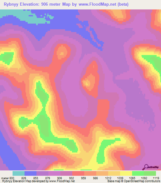 Rybnyy,Russia Elevation Map