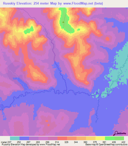 Russkiy,Russia Elevation Map