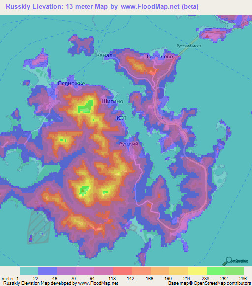 Russkiy,Russia Elevation Map