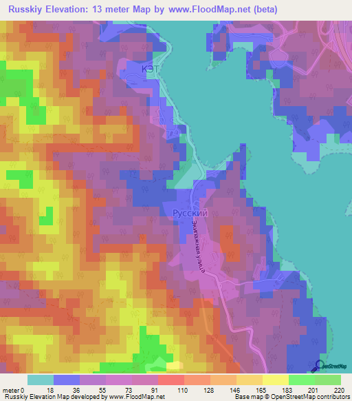 Russkiy,Russia Elevation Map