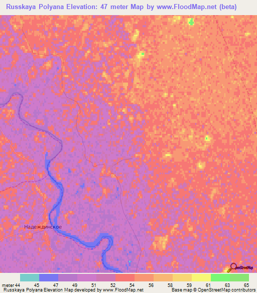 Russkaya Polyana,Russia Elevation Map