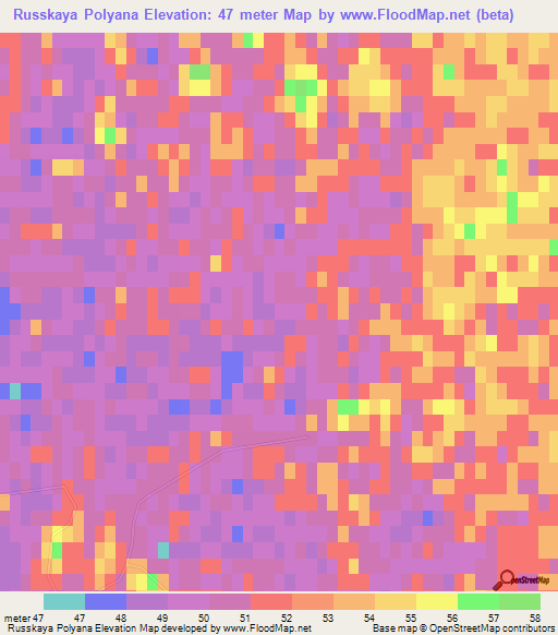 Russkaya Polyana,Russia Elevation Map