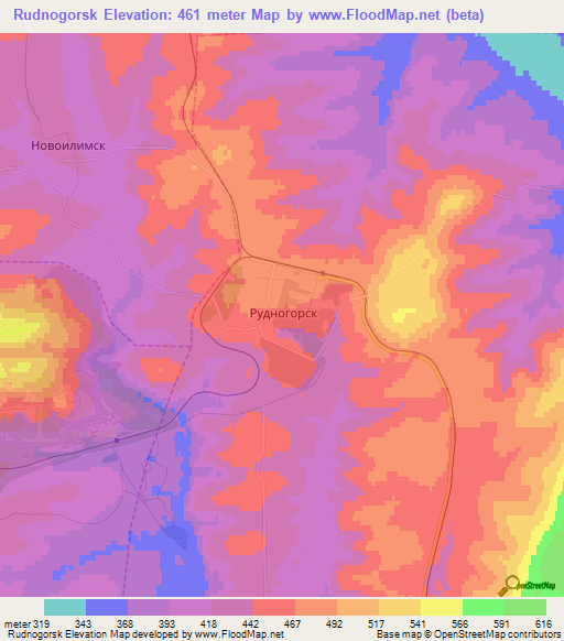 Rudnogorsk,Russia Elevation Map