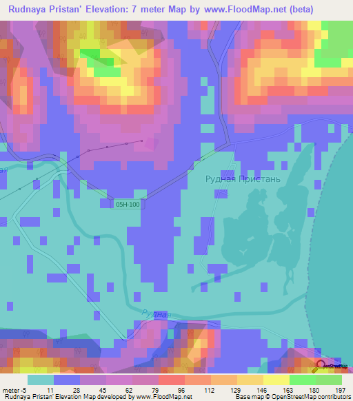 Rudnaya Pristan',Russia Elevation Map