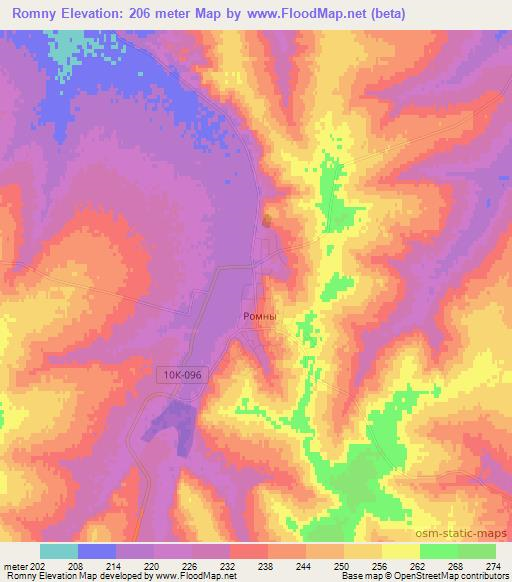 Romny,Russia Elevation Map