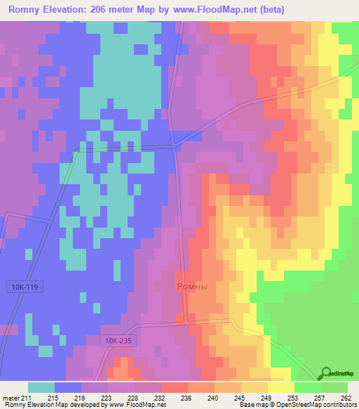 Romny,Russia Elevation Map