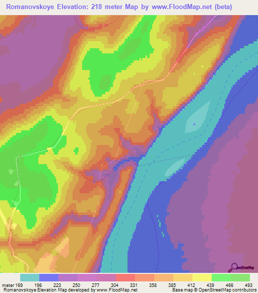 Romanovskoye,Russia Elevation Map