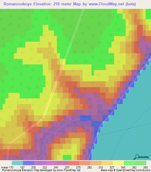 Romanovskoye,Russia Elevation Map