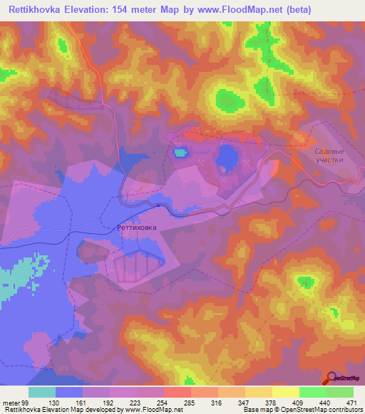 Rettikhovka,Russia Elevation Map