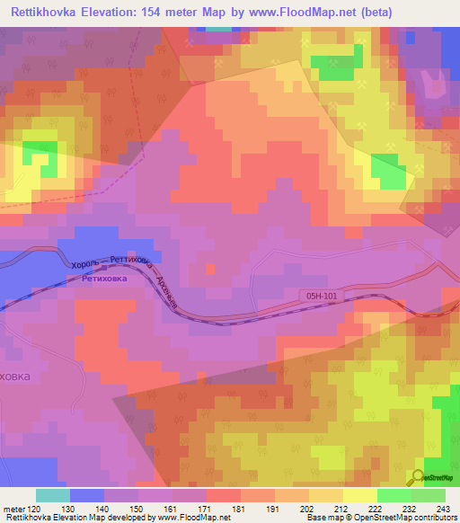 Rettikhovka,Russia Elevation Map