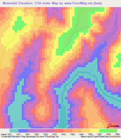 Mutendeli,Rwanda Elevation Map