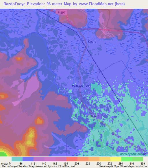 Razdol'noye,Russia Elevation Map