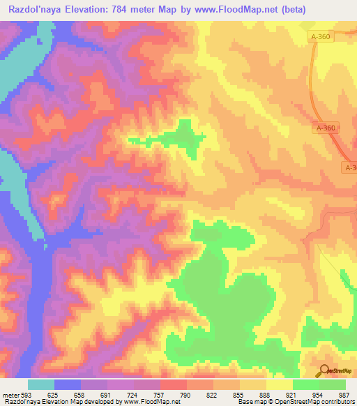 Razdol'naya,Russia Elevation Map