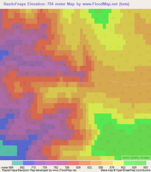 Razdol'naya,Russia Elevation Map