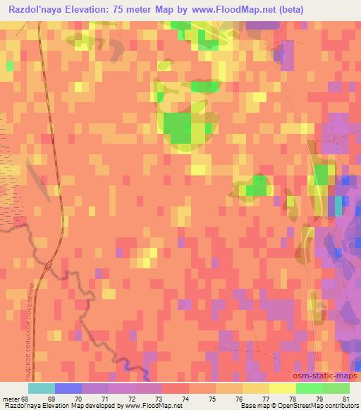 Razdol'naya,Russia Elevation Map