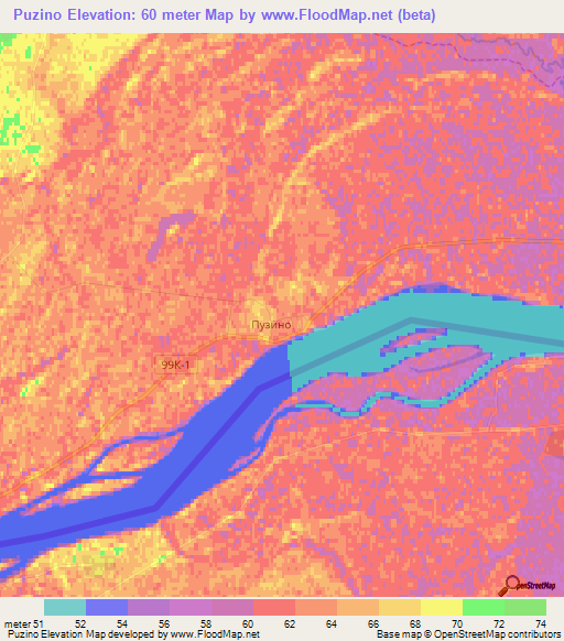 Puzino,Russia Elevation Map