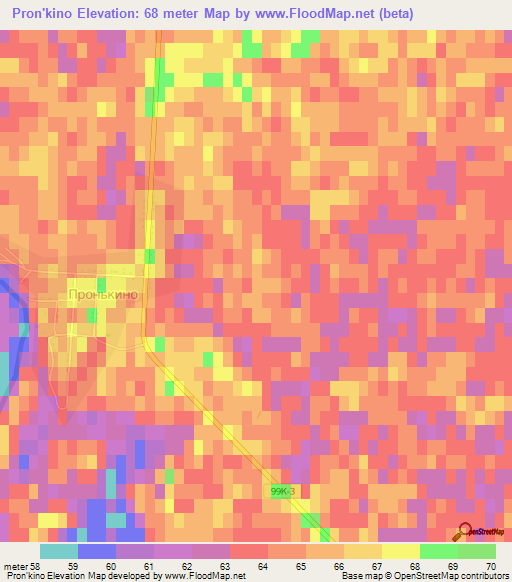 Pron'kino,Russia Elevation Map