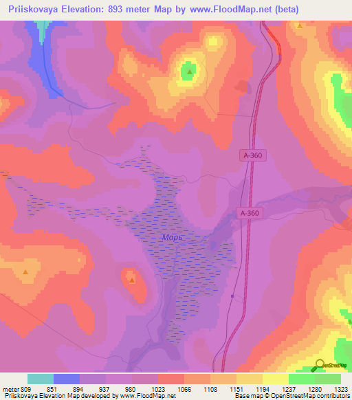 Priiskovaya,Russia Elevation Map