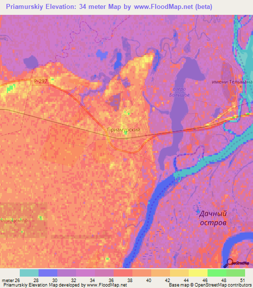 Priamurskiy,Russia Elevation Map