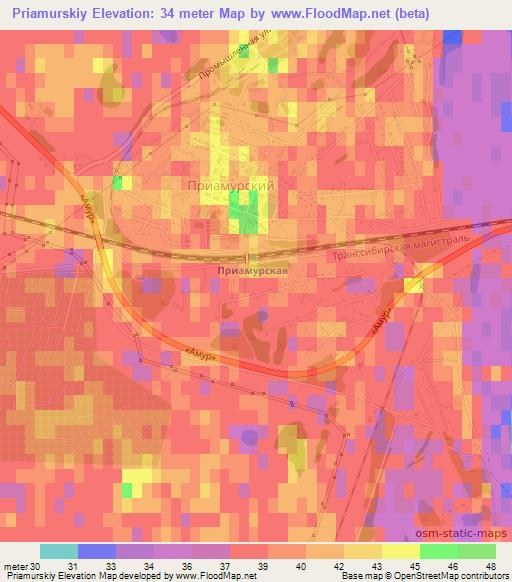 Priamurskiy,Russia Elevation Map