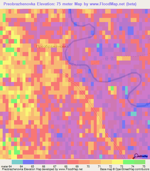 Preobrazhenovka,Russia Elevation Map