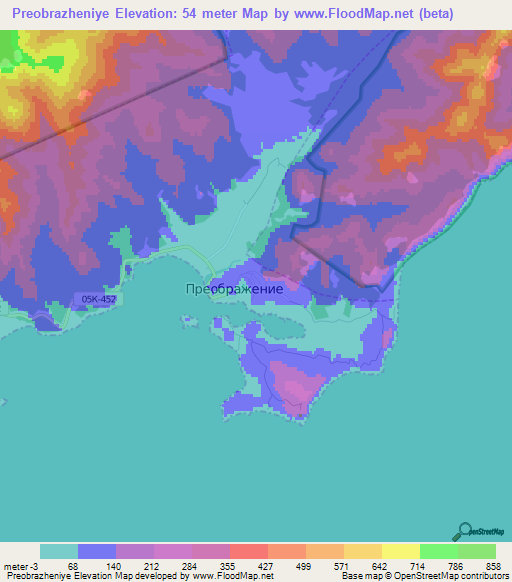 Preobrazheniye,Russia Elevation Map