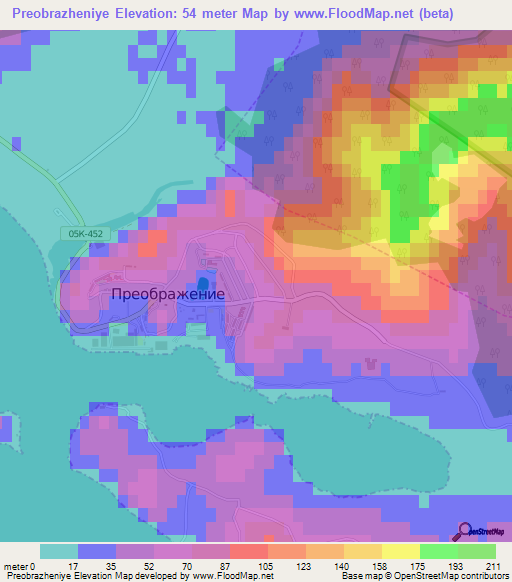 Preobrazheniye,Russia Elevation Map