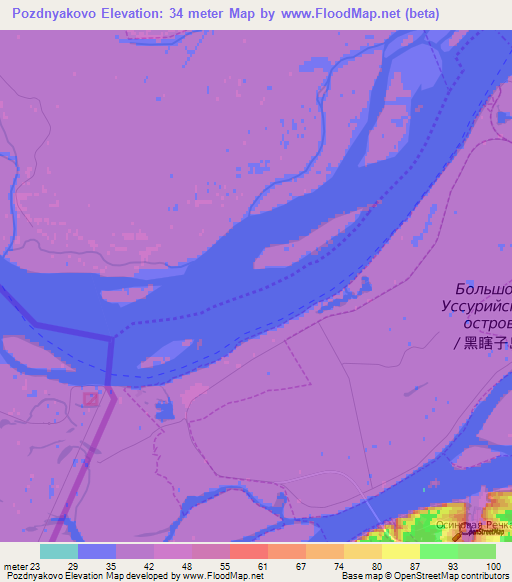 Pozdnyakovo,Russia Elevation Map