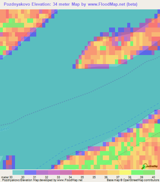 Pozdnyakovo,Russia Elevation Map